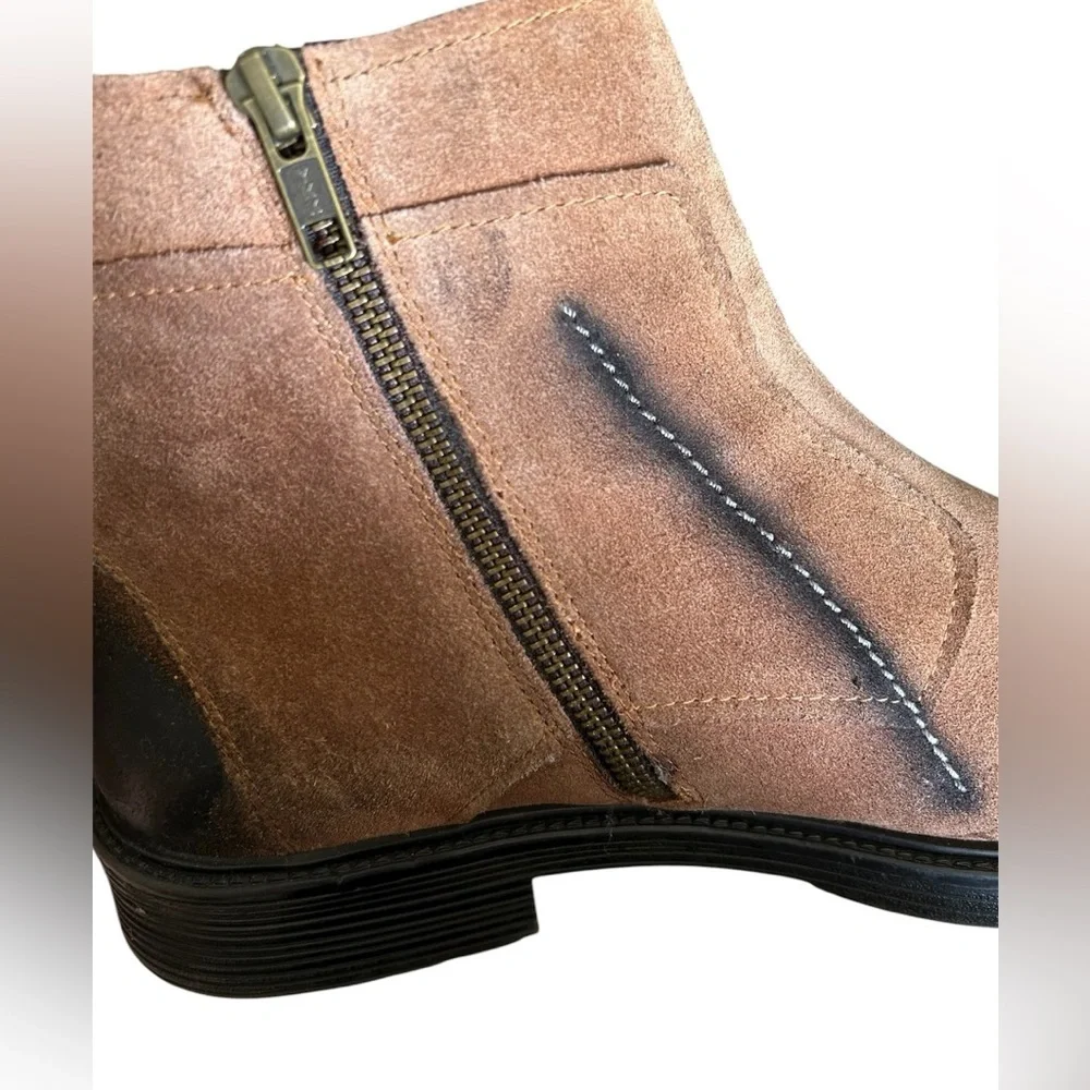 Men's Brown Suede and Dark Toe Ankle Boots